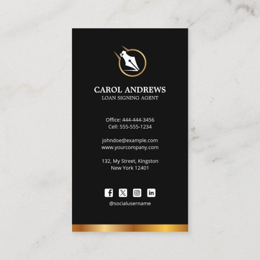 プロの公証人ローン署名エージェントコンサルタント 名刺 (裏面)