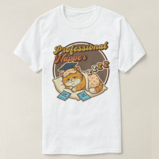 プロの寝る人、猫 Tシャツ