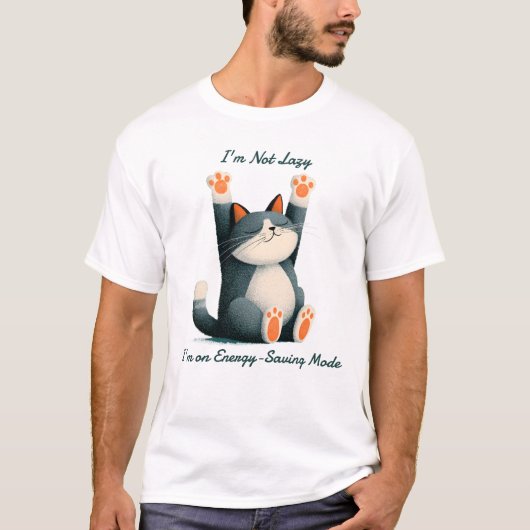 プロの寝る専門家 笑える寝猫 Tシャツ (正面)
