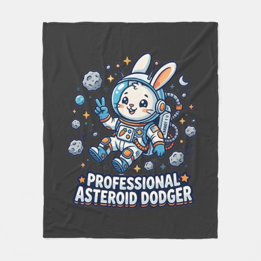 プロの小惑星回避ウサギ フリースブランケット (正面)