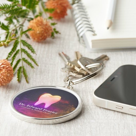 プロの歯科医 歯科医院 ローズゴールドの歯 キーホルダー (側面)