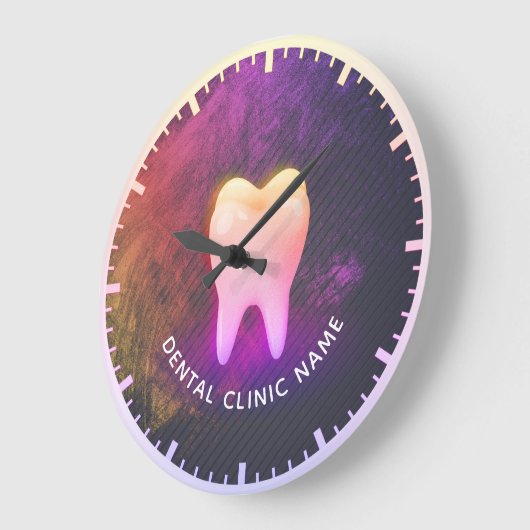プロの歯科医 歯科医院 ローズゴールドの歯 ラージ壁時計 (傾斜)