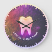 プロの歯科医 歯科医院 ローズゴールドの歯 ラージ壁時計 (正面)