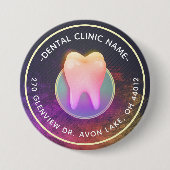 プロの歯科医 歯科医院 ローズゴールドの歯 缶バッジ (正面)