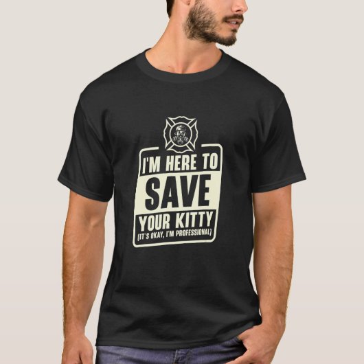 プロの消防士 救助 猫 消防士 F Tシャツ (正面)