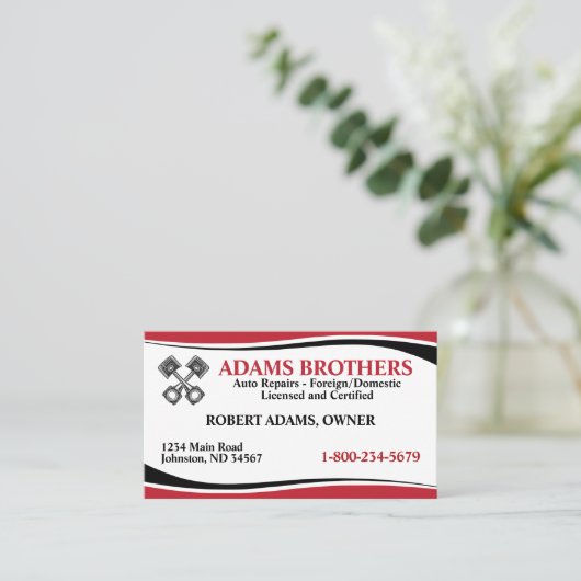 プロの自動車修理業の名刺 名刺 (スタンド正面)