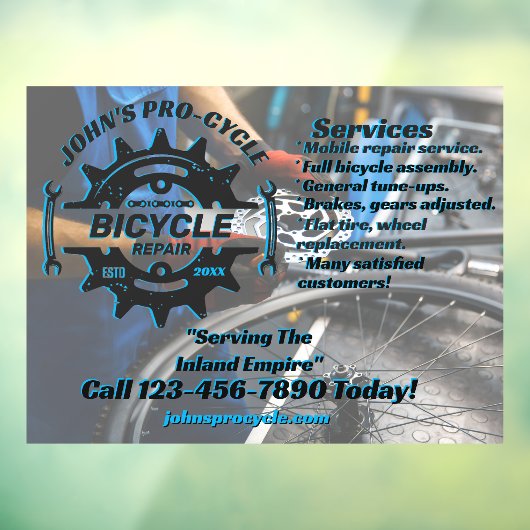 プロの自転車修理ビジネスをカスタマイズ ウィンドウサイン (シート3)