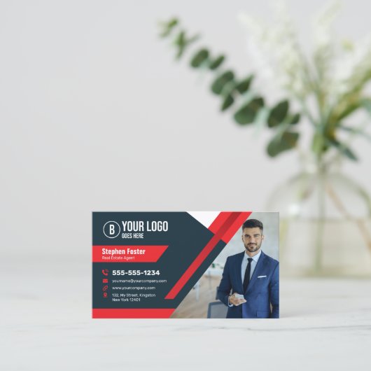 プロの赤不動産エージェント 買う 売る 投資する 名刺 (スタンド正面)