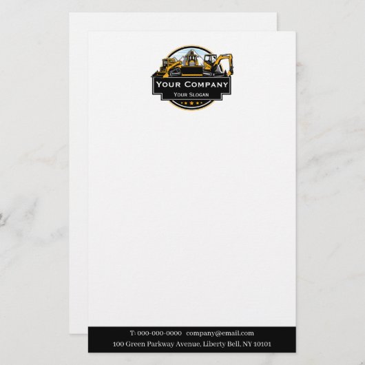 プロの重機建設会社 便箋 (正面/裏面)