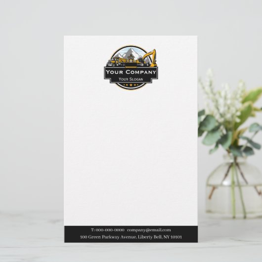 プロの重機建設会社 便箋 (スタンド正面)