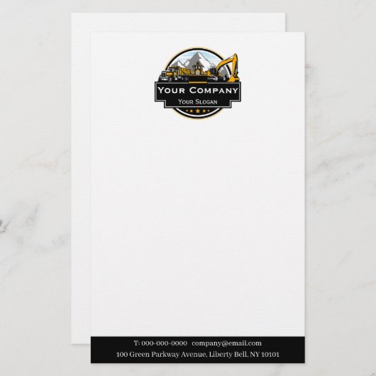 プロの重機建設会社 便箋 (正面/裏面)