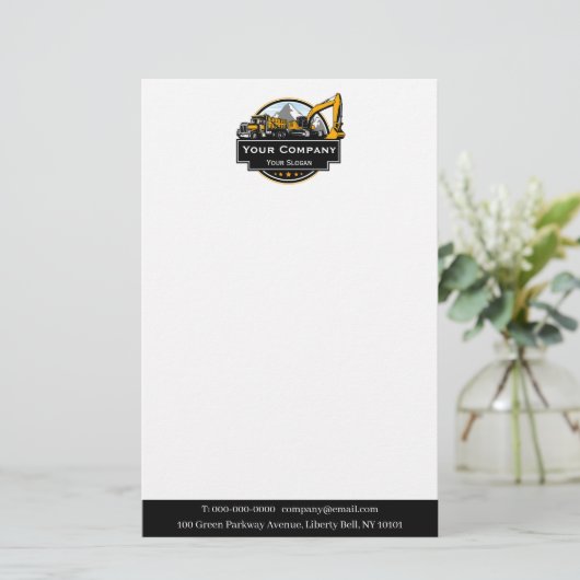 プロの重機建設会社 便箋 (スタンド正面)