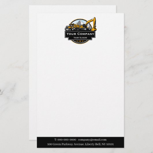 プロの重機建設会社 便箋 (正面/裏面)