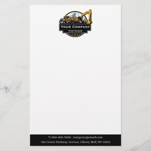 プロの重機建設会社 便箋 (正面)