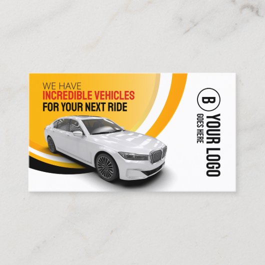 プロの黄色のカーレンタルカーハイアutomobile 名刺 (正面)