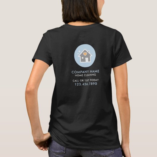 プロの黒いホームクリーニングメイド Tシャツ (裏面)
