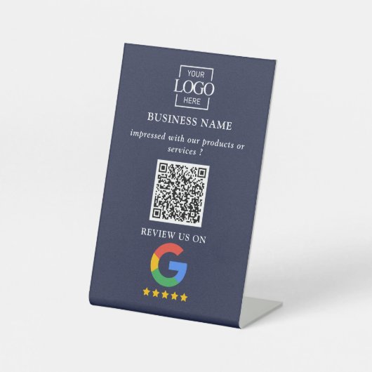 プロのGoogleレビュー QRコード ビジネス ロゴ 台座サイン (正面)
