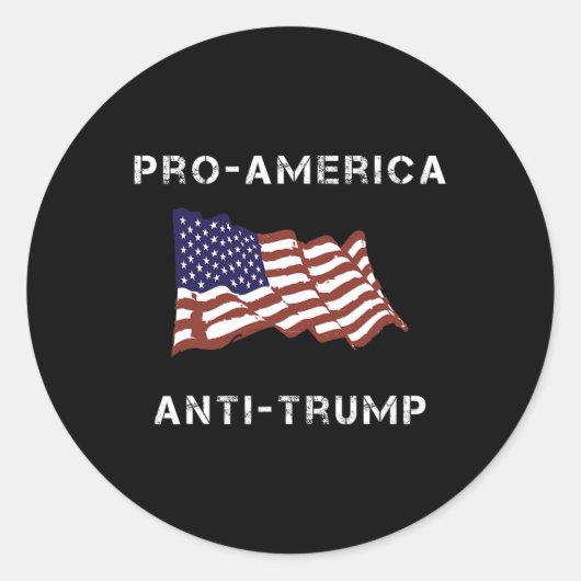 プロアメリカアンチトランプ米国国旗 ラウンドシール (正面)
