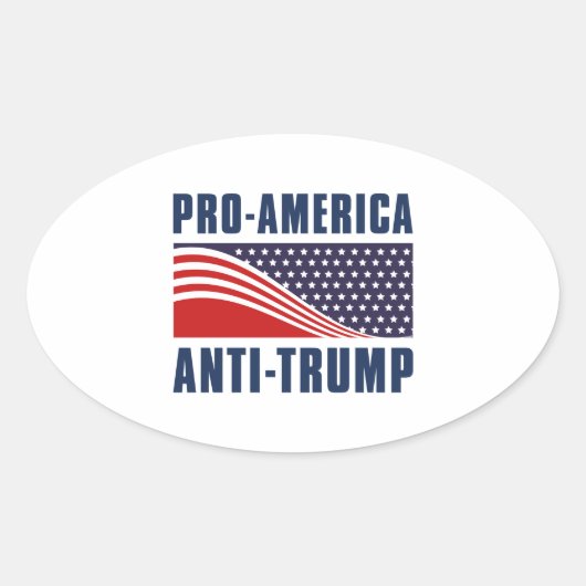 プロアメリカアンチトランプ 楕円形シール (正面)