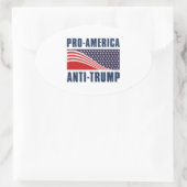 プロアメリカアンチトランプ 楕円形シール (バッグ)