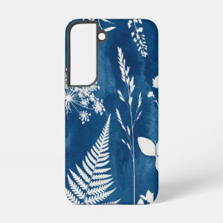 プロイセンインディゴブルーのシアノタイプのシダ植物の植物画 SAMSUNG GALAXY S22ケース