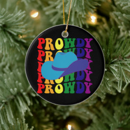 プロウディロデオハウディカウボーイ女性のカーボーイLGBTQウェスタン セラミックオーナメント