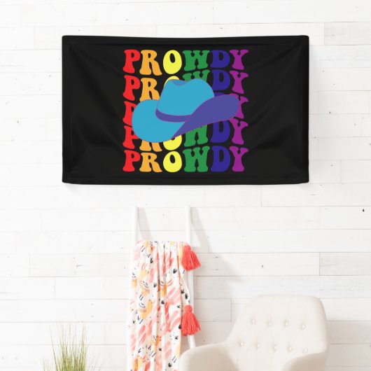 プロウディロデオハウディカウボーイ女性のカーボーイLGBTQウェスタン 横断幕 (インサイチュ)