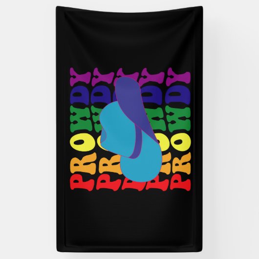 プロウディロデオハウディカウボーイ女性のカーボーイLGBTQウェスタン 横断幕 (縦)