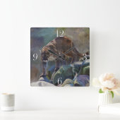 プロウリングクーガーマウンテンリオンアートデザイン スクエア壁時計 (ホーム)