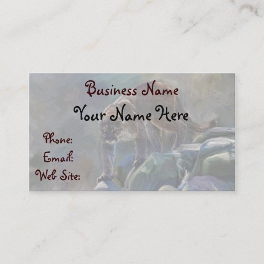 プロウリングクーガーマウンテンリオンアートデザイン 名刺 (正面)