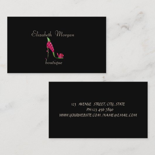 プロエレガントスタイリッシュディショナル黒踵 名刺 (正面/裏面)