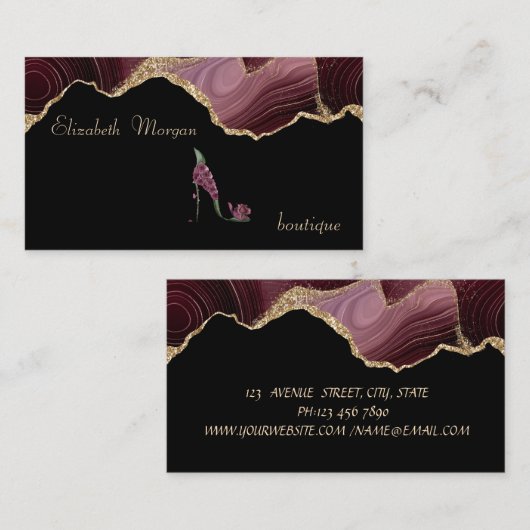 プロエレガントハイヒールブルゴーニュ瑪瑙 名刺 (正面/裏面)