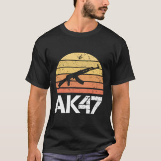 プロガン第2補正Ak47ライフルレトロ日没 Tシャツ