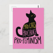 プロキャッツ・プロチョイス・プロフェミニズムの黒猫 ポストカード (正面/裏面)