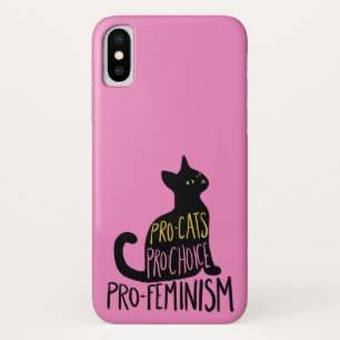 プロキャッツ・プロチョイス・プロフェミニズムの黒猫 iPhone X ケース