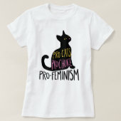プロキャッツ・プロチョイス・プロフェミニズムの黒猫 Tシャツ (デザイン正面)