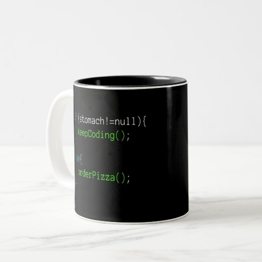 プログおもしろいラミング用のコードオーダーピザTシャツ ツートーンマグカップ (正面左)