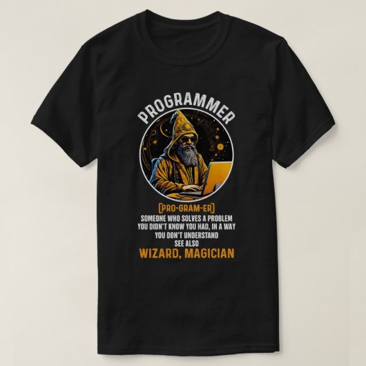 プログラマおもしろいー定義コーディング技術ソフトウェア Tシャツ (デザイン正面)