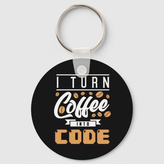 プログラマがコーヒーをコード化 キーホルダー (正面)