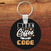 プログラマがコーヒーをコード化 キーホルダー (正面)