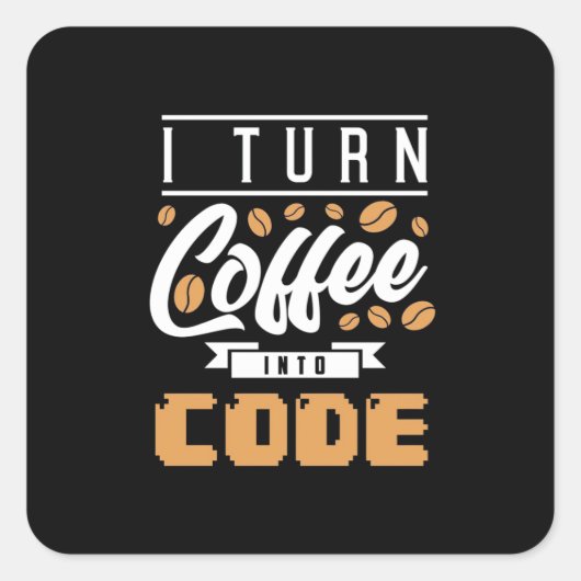 プログラマがコーヒーをコード化 スクエアシール (正面)