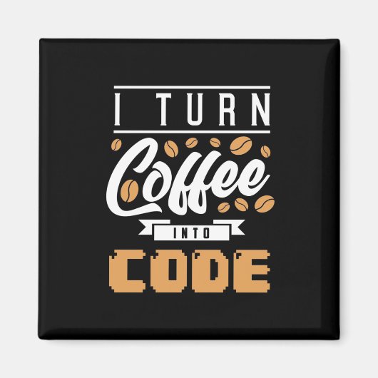 プログラマがコーヒーをコード化 マグネット (正面)