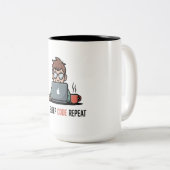 プログラマのための面白いコーヒーマグカップ「Eat Sleep Code Repeat」 ツートーンマグカップ (正面右)