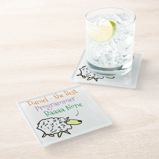 プログラマガラスコースター用の羊のデザイン ガラスコースター (アングル)