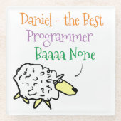 プログラマガラスコースター用の羊のデザイン ガラスコースター (正面)