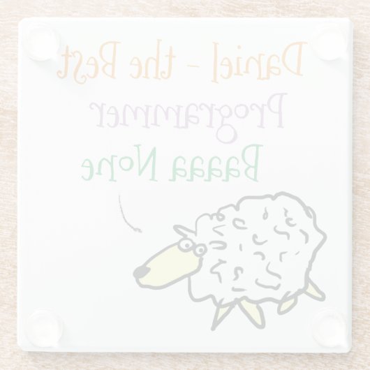 プログラマガラスコースター用の羊のデザイン ガラスコースター (裏面)