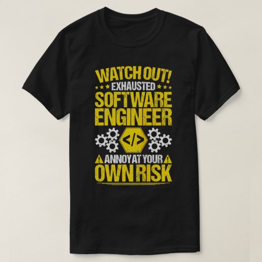 プログラマコード開発者自身のリスクソフトウェアエンジン Tシャツ (デザイン正面)
