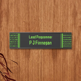 プログラマコード黒と緑 – 自分の名前/役割 サインプレート