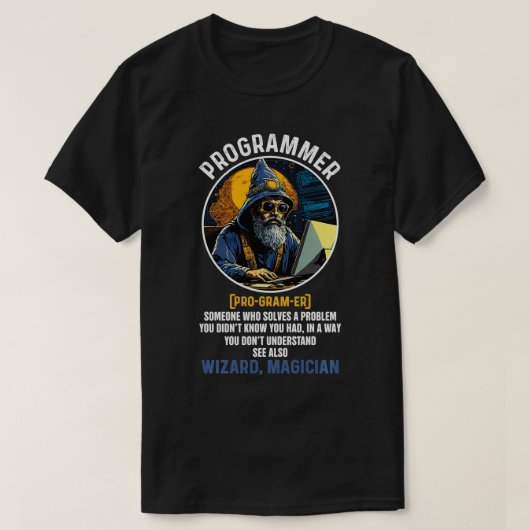 プログラマーおもしろい定義情報技術 Tシャツ (デザイン正面)