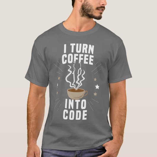 プログラマーに捧ぐコーディング名言 コーヒー ヴィンテージ Tシャツ (正面)